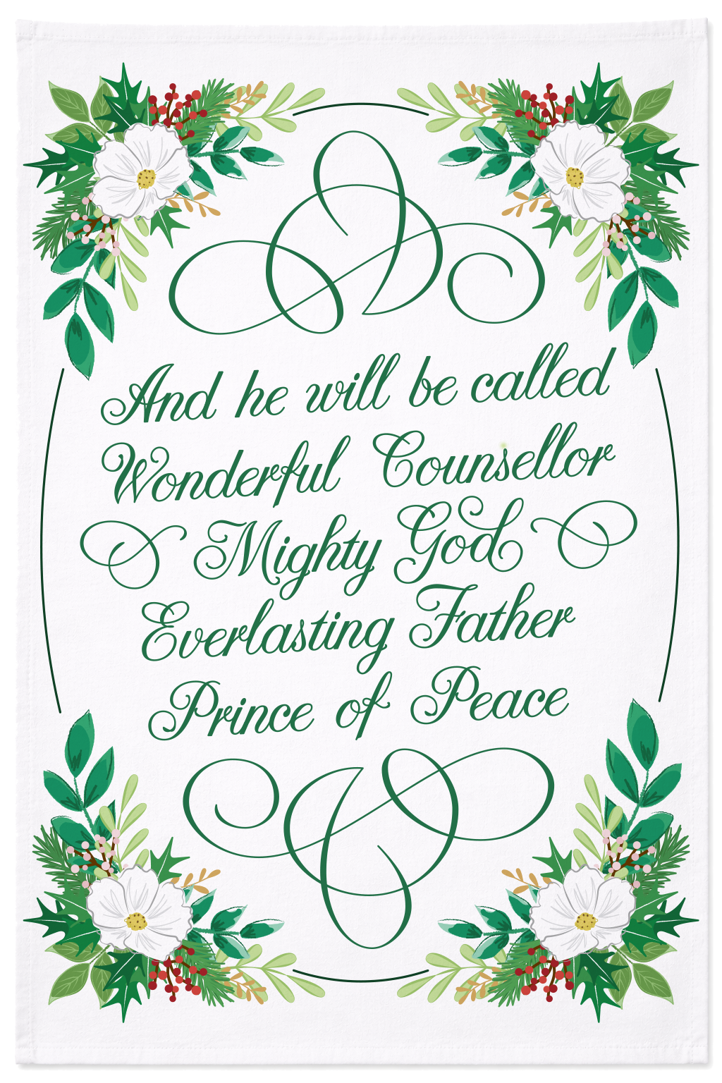 Christian Christmas tea towel, a meaningful faith gift for the kitchen