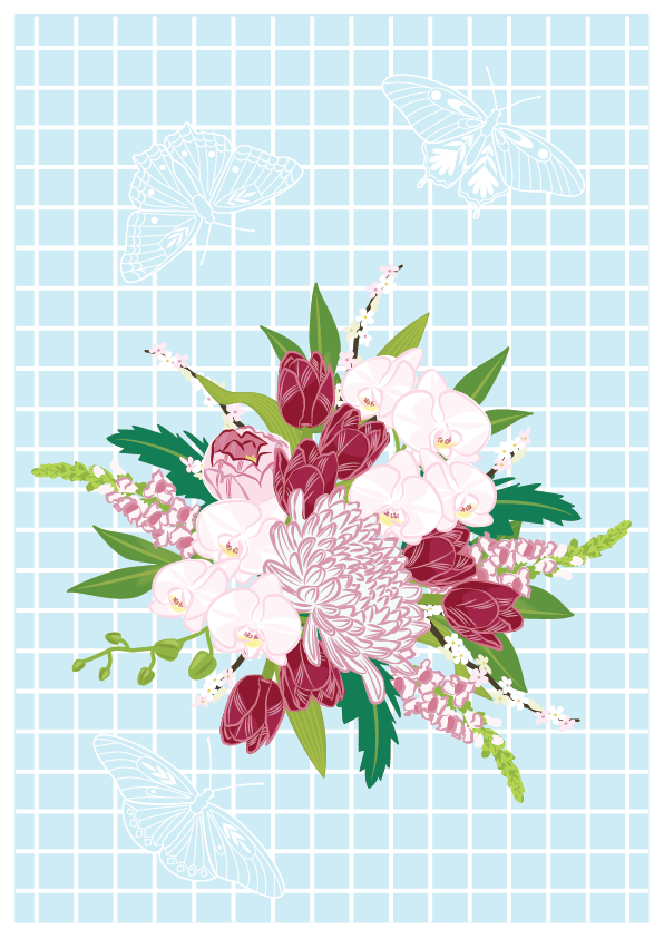 Tea Towel - Orchid Florals