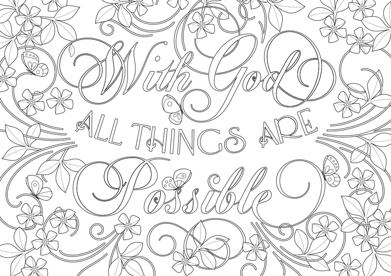 Colouring Page: With God All Things Are Possible (Matthew 19:26)