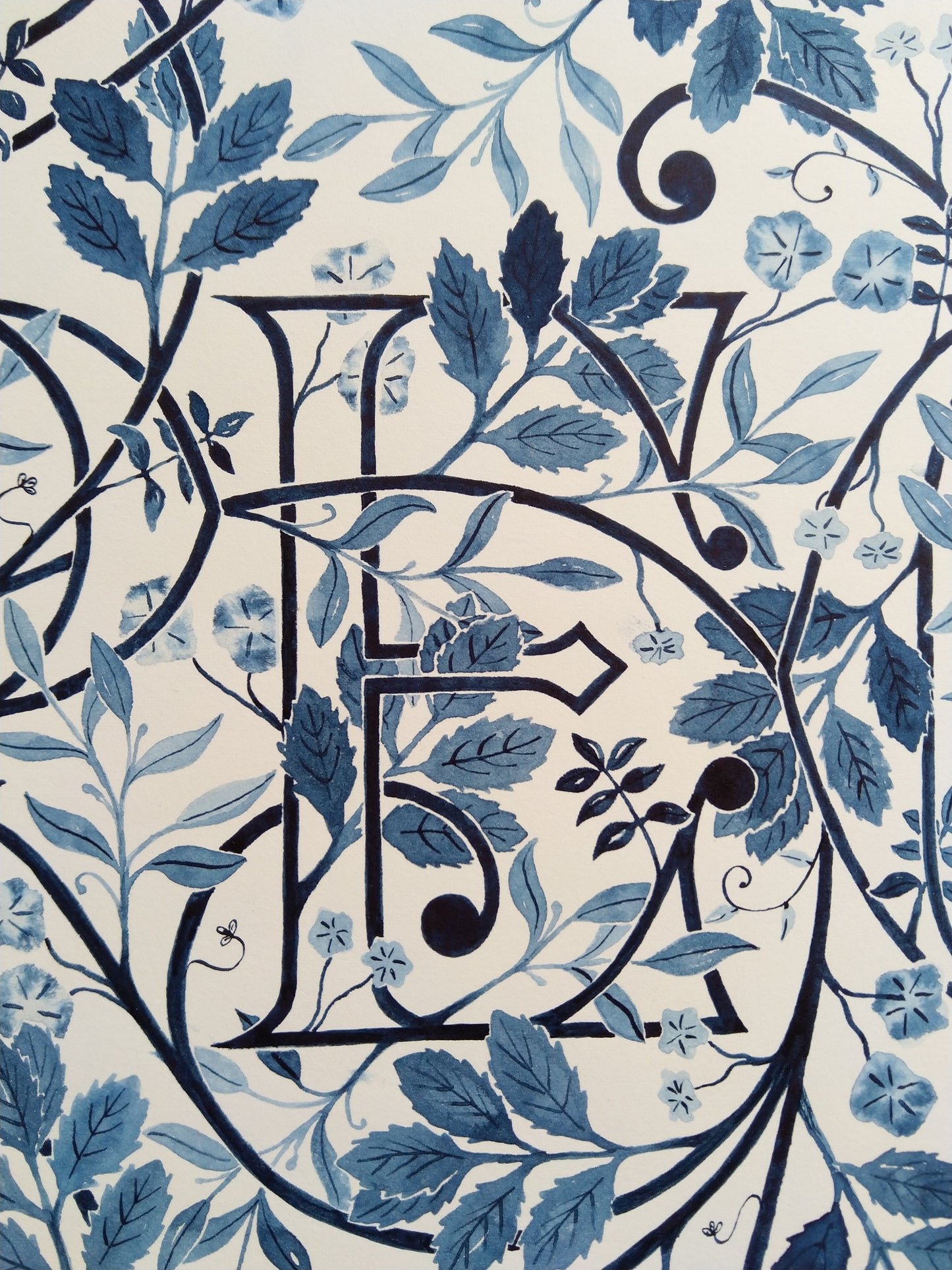 Watercolour print - Respect. A study in Indigo.