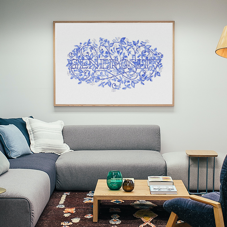 Watercolour Print - Generosity. A study in Cobalt Blue.