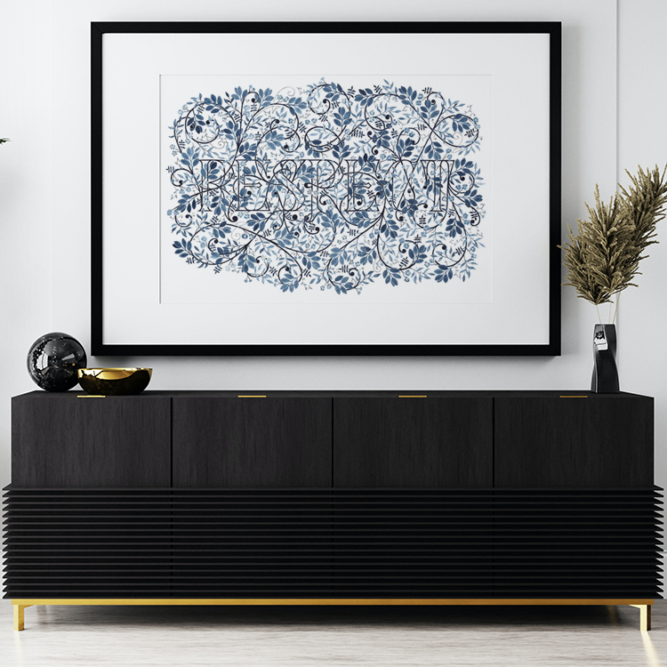 Watercolour print - Respect. A study in Indigo.