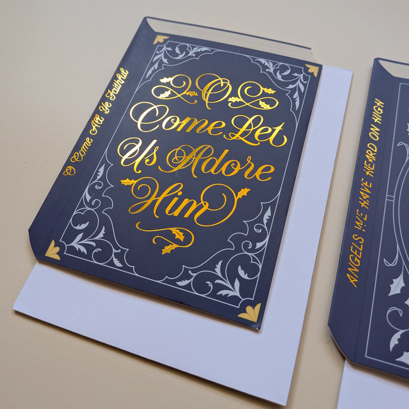 Set of 12 | Blue Bookish Christmas cards