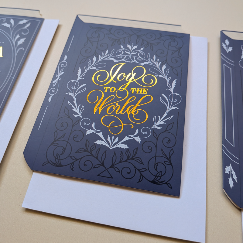 Set of 12 | Blue Bookish Christmas cards