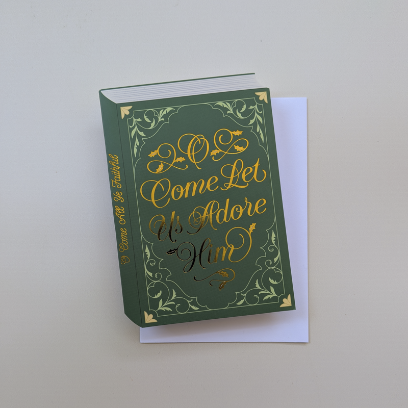 Set of 12 | Green Bookish Christmas cards