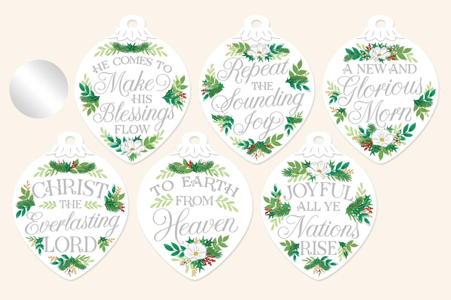 Pre-order: Christmas Ornaments - Silver Floral