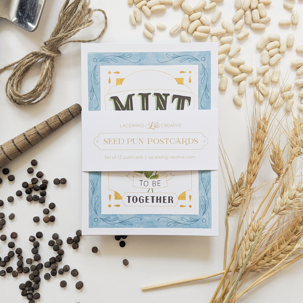 12 Seed Pun Postcards