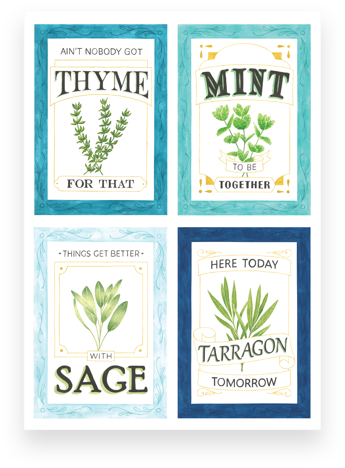 Seed Puns - Thyme, Tarragon, Mint, Sage