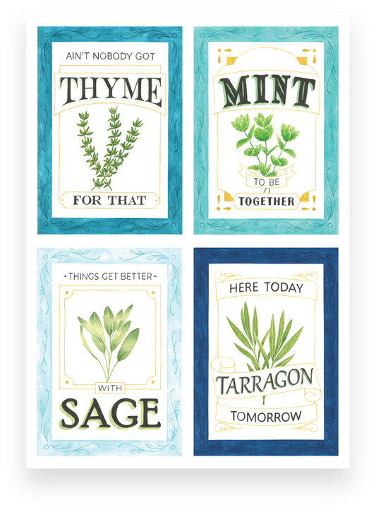 Seed Puns - Thyme, Tarragon, Mint, Sage