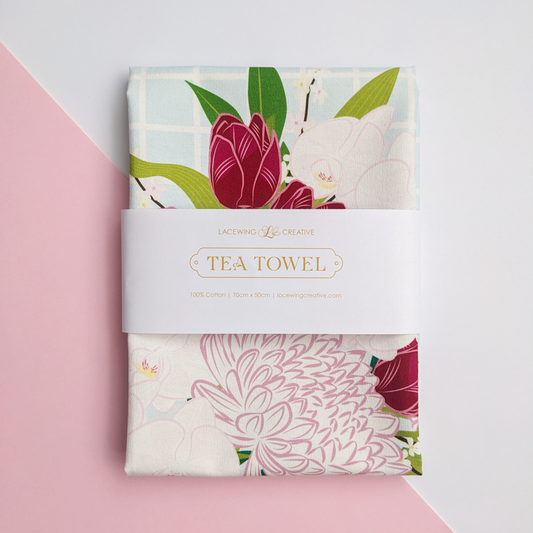 Tea Towel - Orchid Florals
