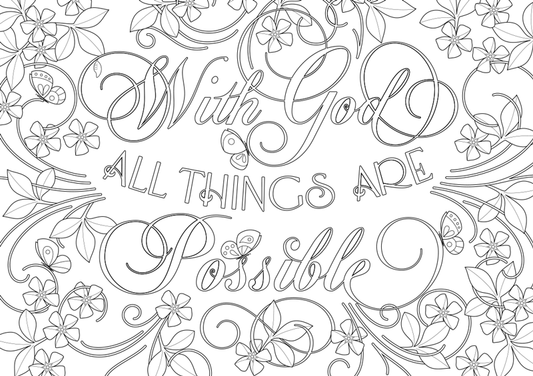 Colouring Page: With God All Things Are Possible (Matthew 19:26)